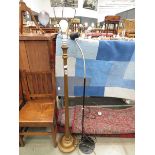 Gold painted floor lamp plus serious reader adjustable lamp