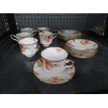 Cage containing quantity of Royal Stafford floral patterned crockery