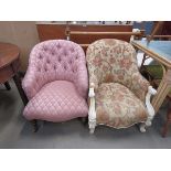 Two upholstered tub chairs