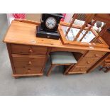 Pine dressing table with stool