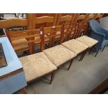 4 Teak leather back dining chairs