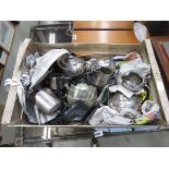 Box containing a qty of silver plate to include tea pots, jugs, and sugar bowls