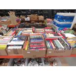 13 boxes containing a large qty of biographies, language, teach your self books, military and