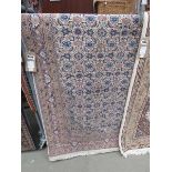 (8) Woollen pink and cream floral carpet