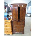 Reproduction mahogany bow fronted drinks cabinet