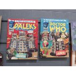 Two Dr Who wall hangings