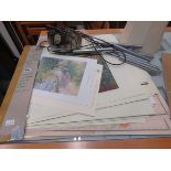 Stack of loose impressionist and other prints plus 3 empire maps