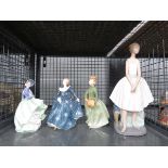 Nao figure of a ballerina plus 3 Doulton ladies