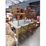 Bent cane Angraves style dining table plus matching chairs