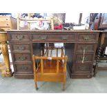 Oak twin pedestal desk