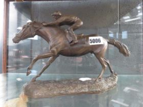 Resin figure horse and jockey