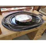 Collection of silver plated and painted trays