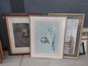 3 prints entitled: 'The Blind Fiddler', 'Albino Tiger' and 'Lake with Wild Fowl'