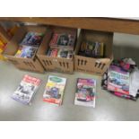 3 boxes and bag containing commercial truck magazines
