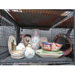 Cage containing Umari bowl, ginger jars, decorative plates and vases