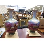 Pair of vases with Highland cattle decoration