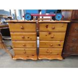 Pair of pine 4 drawer bedside cabinets