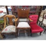 Oak armchair plus 2 nursing chairs