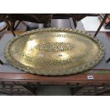 Oval pierced brass tray