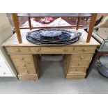 Pine twin pedestal desk