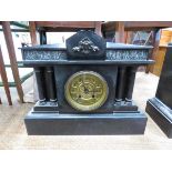 Slate mantle clock with columns to the side