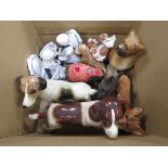 Box containing ornamental dog figures