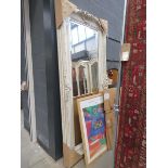 +VAT (2) Large rectangular bevelled mirror in cream frame