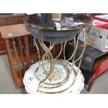 +VAT Nest of 3 glazed and brass finished tables
