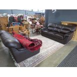 Brown leather effect 3 seater sofa with matching 2 seater