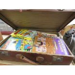 Suitcase with a qty of Beano, Wizzer and other annuals