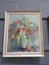 Oil on canvas - still life with flowers