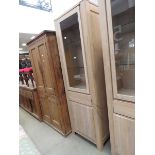 Lime washed oak and glazed display cabinet