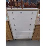 Cream painted and maple finished chest of 6 drawers