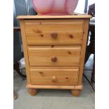 Pine 3 drawer bedside cabinet