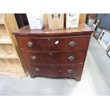 Bow fronted Georgian chest of 3 drawers