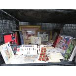 Cage containing quantity of stamps and prints of dogs
