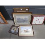 Qty of watercolours to include gentleman and labourer plus coastal scenes