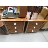 Pair of pine 3 drawer bedside cabinets