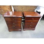 Pair of mahogany 4 drawer bedside cabinets