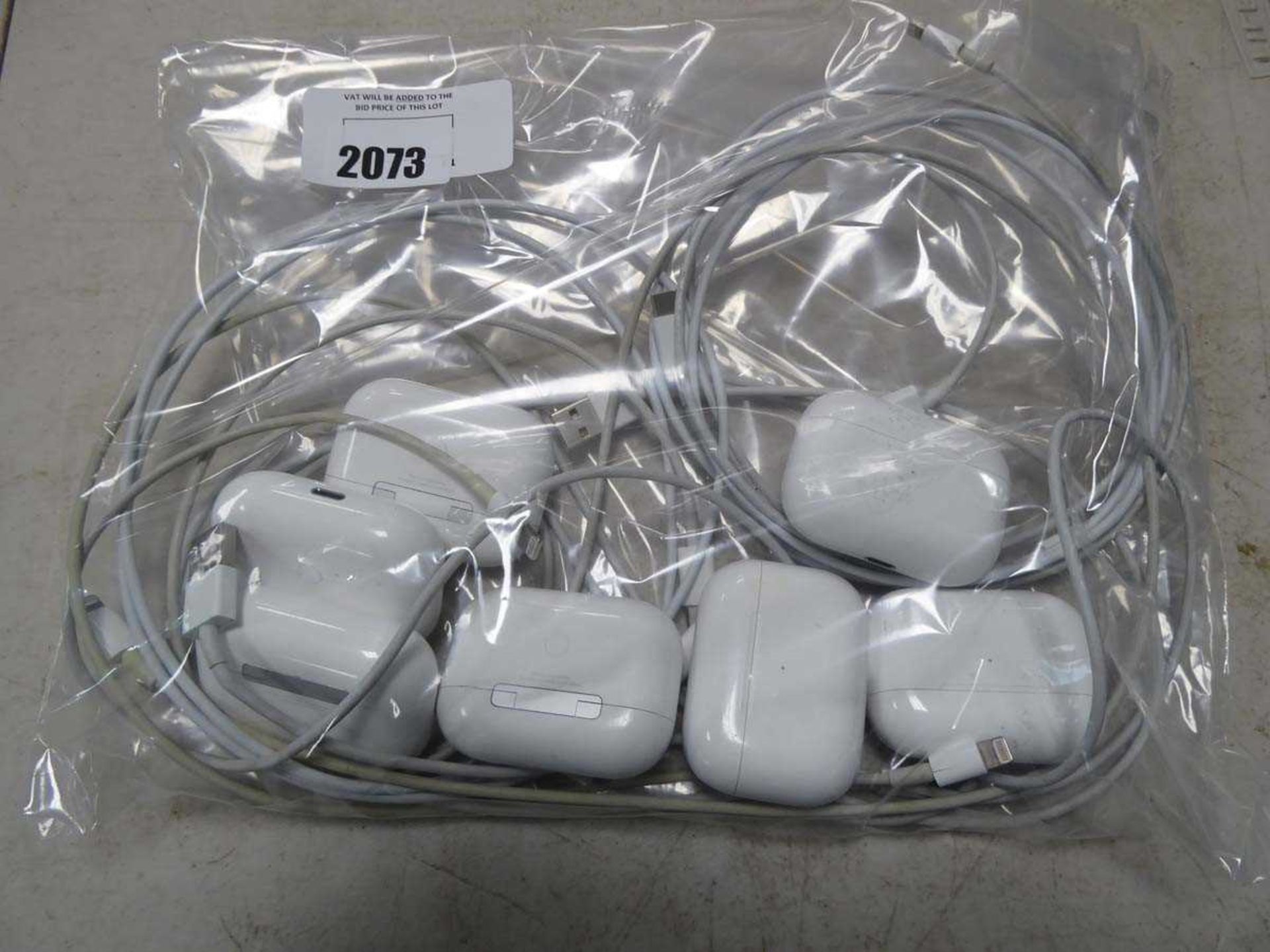 +VAT Bag containing 7 various airpods pros inc. some cables (loose/no boxes)