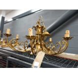 Brass finished ceiling light with matching wall sconces