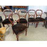 Set of 5 Victorian mahogany balloon back dining chairs