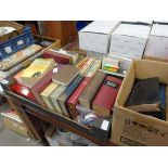 2 boxes containing James Bond and other novels, dictionaries, Bibles etc