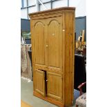 Large pine four door corner cupboard