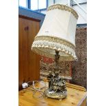 Brass finished table lamp with shade
