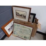Box containing a map and Bedford related prints