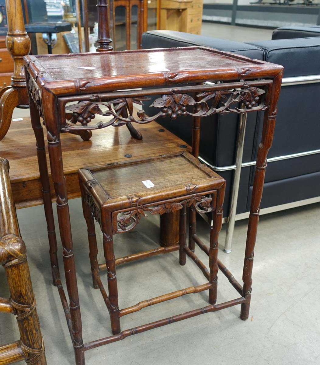 2 oriental hardwood occasional side tables