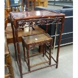 2 oriental hardwood occasional side tables