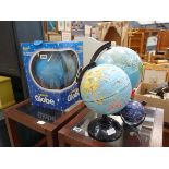 4 various world and astronomical globes