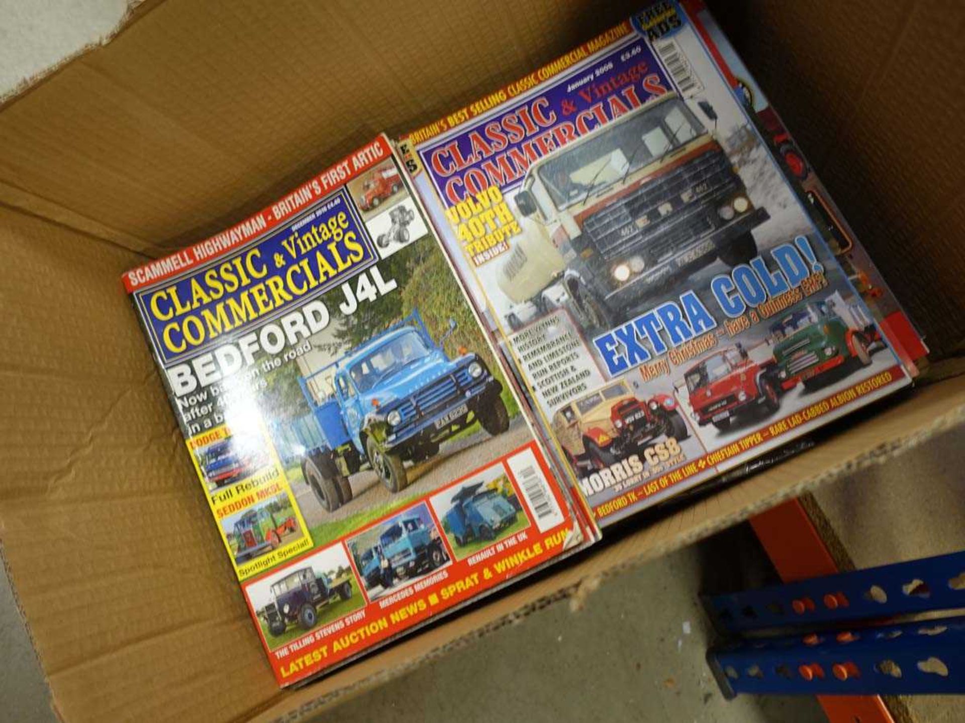 Box containing classic and vintage commercial magazines